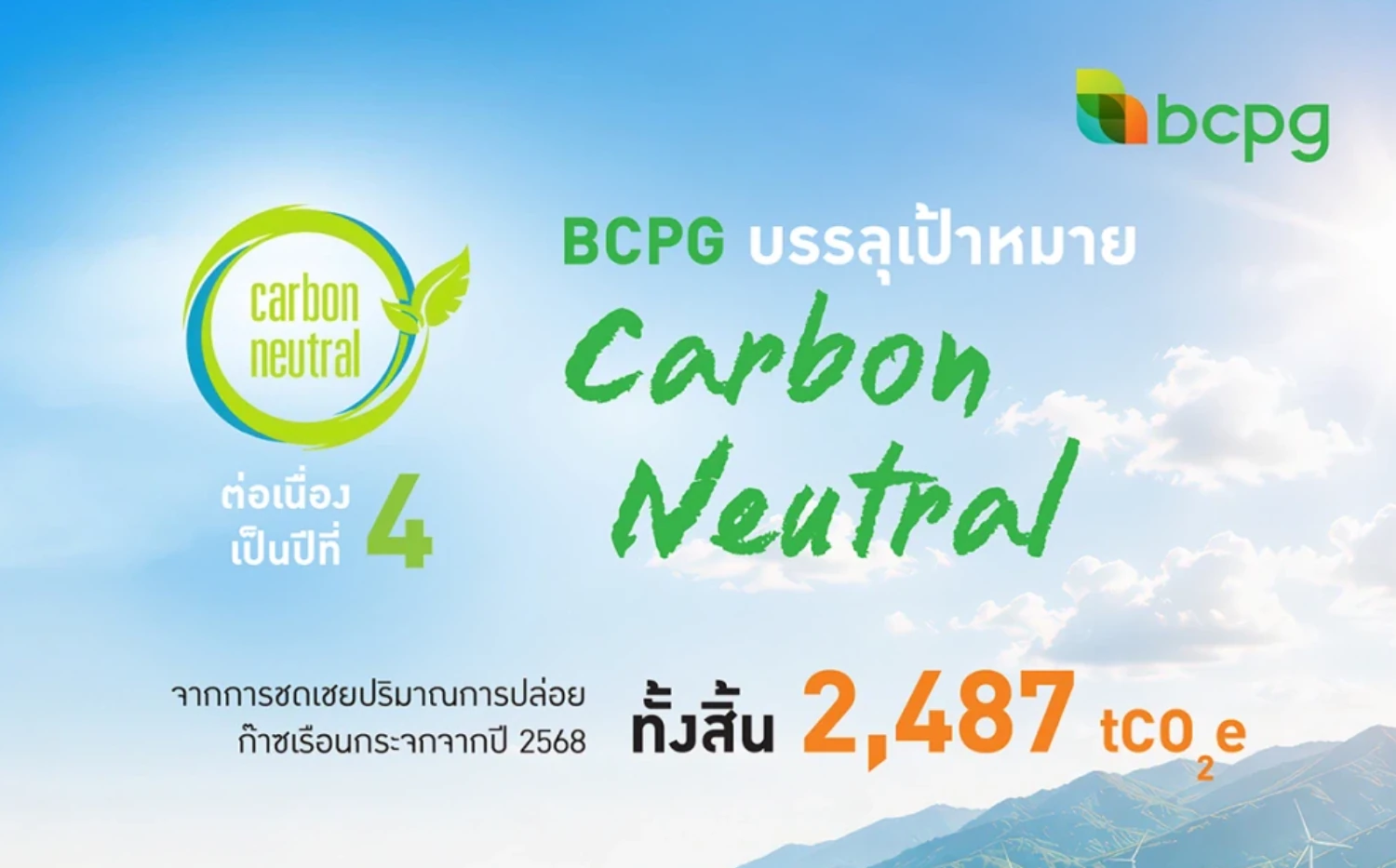 BCPG บรรลุเป้าหมาย Carbon Neutral ต่อเนื่องเป็นปีที่ 4